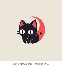 "Charming and cute 2D vector illustration of a cat.It is ideal for use in children's books, greeting cards, and pet-related products.