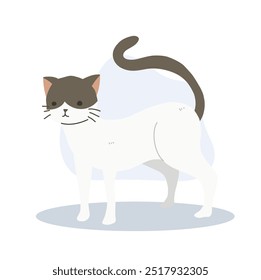 Charmoso Gato Bonito. Adorável arte do gato do desenho animado para os amantes do gato. Engraçado desenho animado de gato