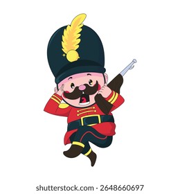 Charming and cute nutcracker clipart vector illustration ideal for Christmas cards, seasonal decorations, gift tags, posters, and various holiday-themed projects. Perfect for adding festive cheer