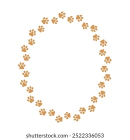 A Charming and Cute Paw Print Border vertical oval shape Frame. Ideal for All Pet Lovers and Animal Enthusiasts