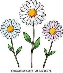 Encantadora Ilustración vectorial de flores de margarita que captura la frescura de la Naturaleza