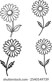 Charmoso Daisy Line Art Vetor - Um Design Floral Simples e Elegante para Arte Criativa