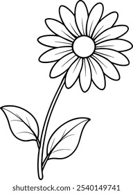 Charming Daisy Line Art Vector - A Simple and Elegant Floral Design for Creative Artwork