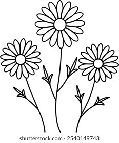 Charmoso Daisy Line Art Vetor - Um Design Floral Simples e Elegante para Arte Criativa