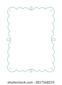 A charming and decorative frame featuring a continuous scalloped edge, adorned with small, subtle embellishments at the corners and midpoints, perfect for invitations or stationery.