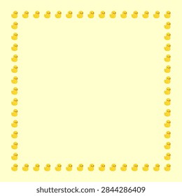 A charming decorative frame featuring a repeating pattern of adorable yellow rubber ducks on a light cream background, perfect for creative design projects.