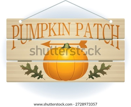 Charming decorative illustration of a rustic wooden sign that reads “Pumpkin Patch,” highlighted with a bright orange pumpkin graphic and a clearly visible left-pointing arrow. This warm and inviting design captures the cozy spirit of the harvest season, making it a perfect choice for fall décor, autumn festivals, farm events, and seasonal celebrations. The wooden texture adds a natural countryside feel, while the vibrant colors create an eye-catching focal point suitable for both digital and print projects.

Ideal for use in posters, banners, flyers, greeting cards, invitations, social media graphics, website headers, blog visuals, party decorations, market signage, and craft projects. The artwork complements Thanksgiving themes, farmers market promotions, agritourism branding, and family-friendly event advertising. Its rustic farmhouse style blends beautifully with vintage, country, and handmade aesthetics.

This high-quality illustration works well for scrapbooking, printable wall art, packaging design, stickers, labels, and promotional materials. The directional arrow element makes it especially useful for wayfinding signage at outdoor gatherings, fairs, and harvest celebrations. With its cheerful seasonal character and timeless rural charm, this design enhances creative projects that celebrate cooler weather, golden leaves, and festive community traditions. Suitable for commercial and personal use, offering versatility, clarity, and a welcoming atmosphere that reflects the beauty of the autumn season.