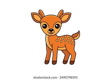 Charming Deer Vector Cartoon, Clipart, and Line Art Design