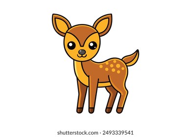Charming Deer Vector Cartoon, Clipart, and Line Art Design