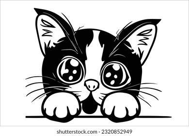 Charming depiction of an adorable cat with a curious peek, adding allure to your designs. Ideal for commercial use, projects, and artistic endeavors.