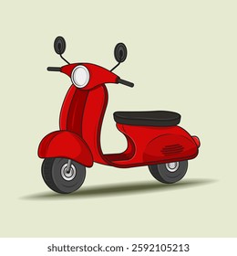 Charming digital illustration of a classic red scooter, perfect for transportation enthusiasts and retro-themed projects.