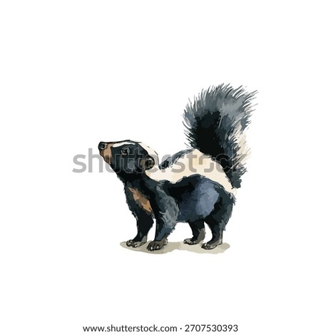 Charming digital illustration of a curious striped skunk, perfect for nature-themed projects, educational content, or children's book designs.