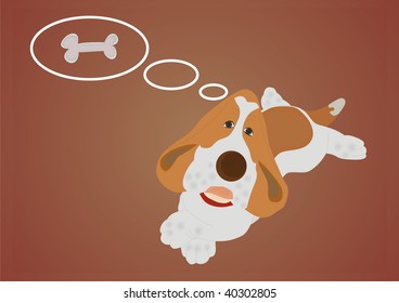 Charming dog dreaming about bonelet