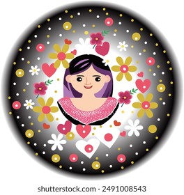 Charming doll designs perfect for stickers, t-shirts, apparel, wall art, and more. These adorable illustrations add a playful and whimsical touch to any product, making them ideal for fashion items.