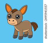 Charming donkey vector illustration in cartoon and line art styles. High-quality, print-ready file ideal for digital projects, merchandise, and creative designs