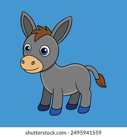 Charming donkey vector illustration in cartoon and line art styles. High-quality, print-ready file ideal for digital projects, merchandise, and creative designs