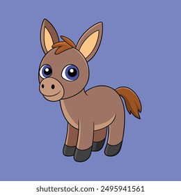 Charming donkey vector illustration in cartoon and line art styles. High-quality, print-ready file ideal for digital projects, merchandise, and creative designs