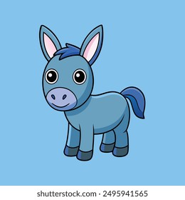 Charming donkey vector illustration in cartoon and line art styles. High-quality, print-ready file ideal for digital projects, merchandise, and creative designs