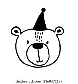 Encantador oso garabato en un lienzo blanco: Ilustración acogedora para afiches, carteles, impresiones y decoración de sala de juegos infantil