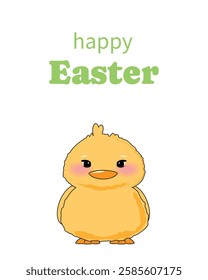 Charming duck illustration paired with Happy Easter. Great for festive cards, banners, and holiday-themed backgrounds