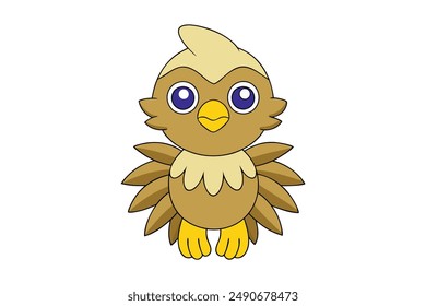 Charming eaglet vector cartoon, clipart, and line art for digital design and prints