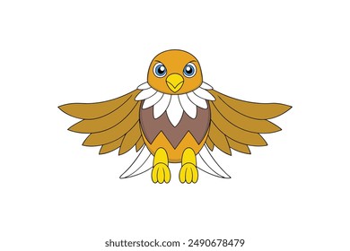 Charming eaglet vector cartoon, clipart, and line art for digital design and prints