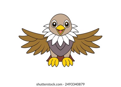 Charming eaglet vector cartoon, clipart, and line art for digital design and prints