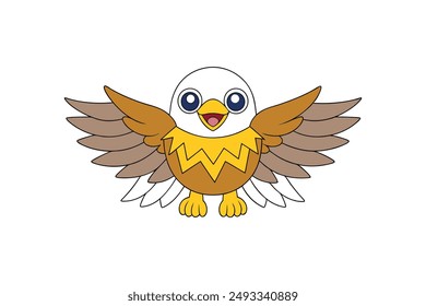 Charming eaglet vector cartoon, clipart, and line art for digital design and prints