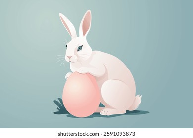 A charming Easter Bunny hugging a pastel egg, perfect for greeting cards, invitations, posters, packaging, web design, social media, children’s books, textiles, stickers, and holiday branding.