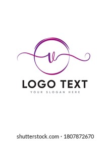 Chic y encantador tipo de letra manuscrita tipo V plantilla de logotipo, logotipo de vectores para identidad empresarial y de empresa 