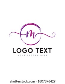 Charming and elegant handwritten letter type M logo template, vector logo for business and company identity 