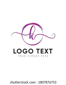 Charming and elegant handwritten letter type K logo template, vector logo for business and company identity 