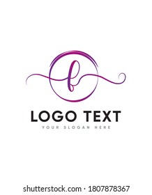 Charming and elegant handwritten letter type F logo template, vector logo for business and company identity 