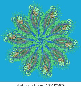 Charming fairy multicolored abstract simmetric circle summer mandala.