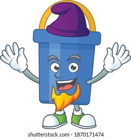 A charming fairytale of blue sand bucket Elf cartoon drawing concept. Vector illustration