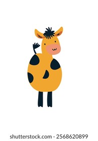 charming farm cow in cartoon style