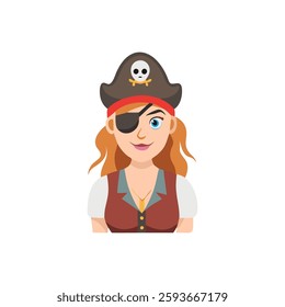 A charming female pirate icon ideal for creative projects and storytelling.