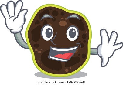 A charming firmicutes mascot design style smiling and waving hand