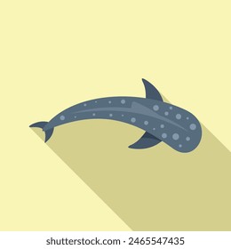 Charming flat design of a grey narwhal with a long tusk on a pastel yellow background