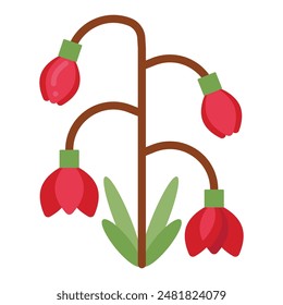 Charming Flat Icon of Sweet Pea Flower with Delicate and Colorful Petals, Perfect for Illustrations and Floral Designs