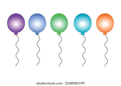 Encantadores Conjuntos de globo de Vector plano para eventos y celebraciones alegres, caprichosa decoración de celebración con coloridos gráficos de globos de dibujos animados, animados racimos de globos de dibujos animados para una experiencia de fiesta inolvidable