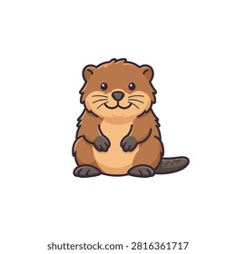 A charming flat vector illustration of a baby muskrat.