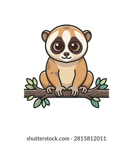 A charming flat vector illustration of a slow loris.