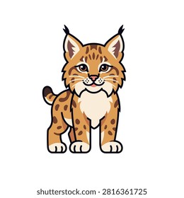 Charming flat vector lynx kitten.