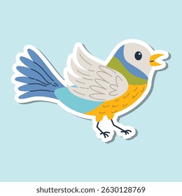 Charming flat-style sticker of a singing bird. Cheerful and lively design, perfect for creative projects, planners, kids’ decor, or nature-themed stationery.