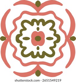 Charming floral motif with heart-like petals in warm earthy tones — perfect for love-themed or romantic designs