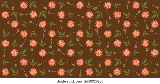 Charming floral pattern artwork with natural themes, ideal for wrapping paper, textile design, and decorative digital assets illustration
