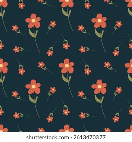 Charming floral pattern, seamless design with blooming flowers and leaves. Great for textile, wallpaper, and decoration