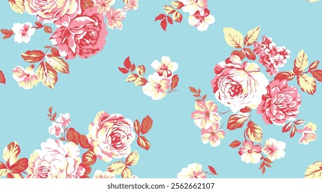 Charming Floral Print Design for Fabric or Wallpaper
