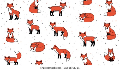 Charmoso Fox ilustrações Adorável Woodland Criaturas Design padrão